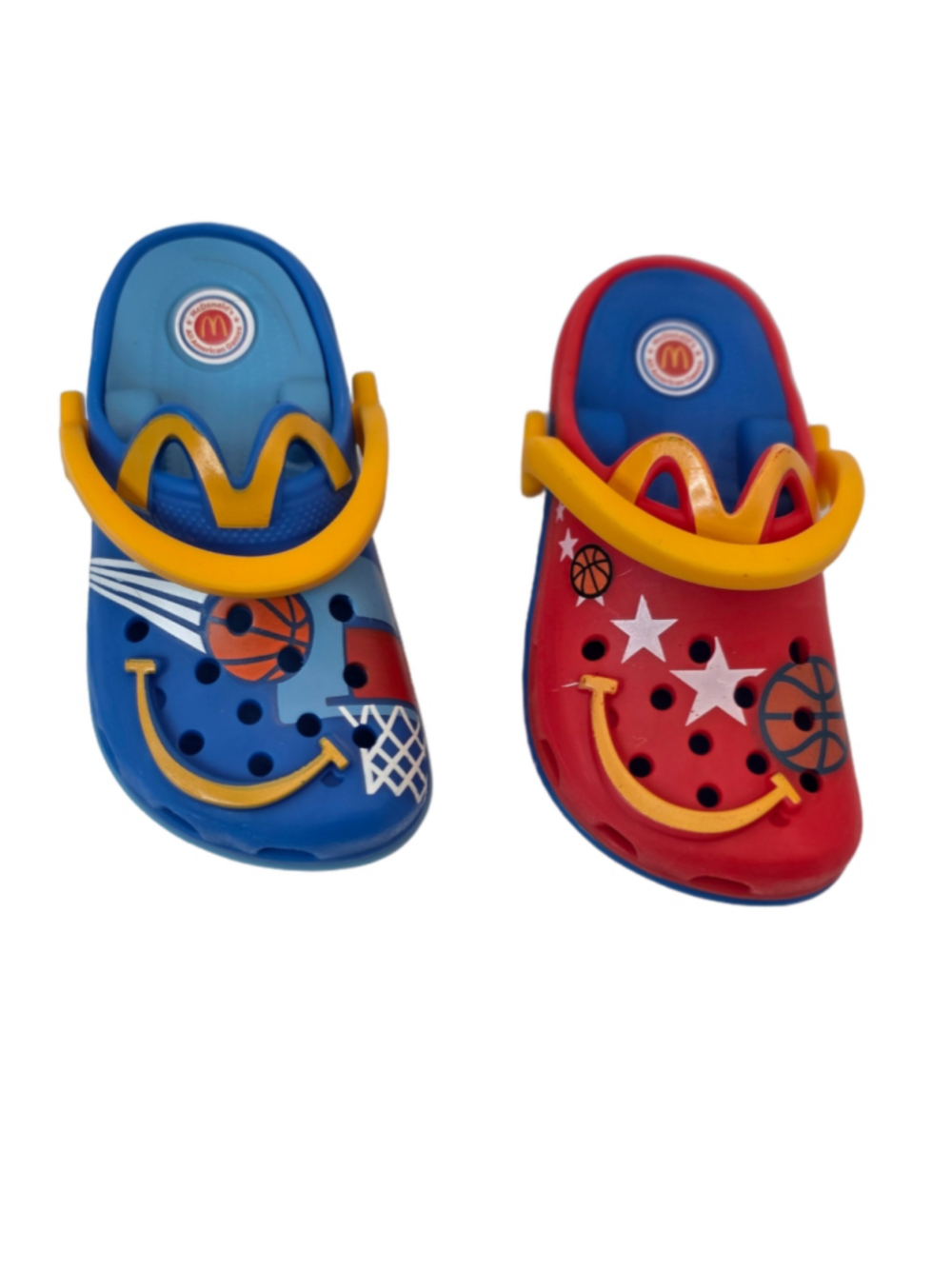 McDonald's Kids Clog Sandals Blue and Red Basketball Theme